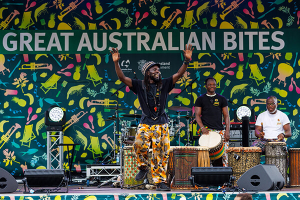 Hello Africa band performing on stage.