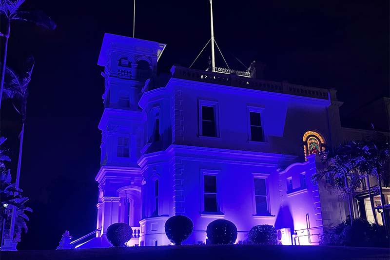 Government House Collection - Fernberg lit up for The Queen’s Platinum Jubilee 6-13 Feb 2022.